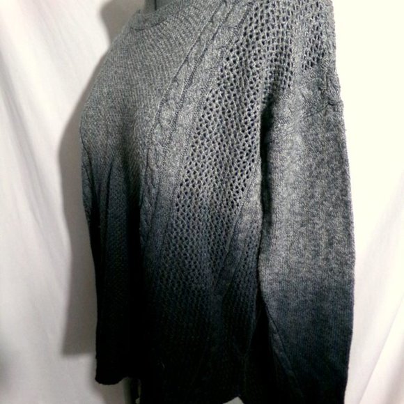 AMERICAN EAGLE Crochet Sweater Top XS Gray Blue Cable Lattice knit Chenille Ombr - Picture 2 of 5